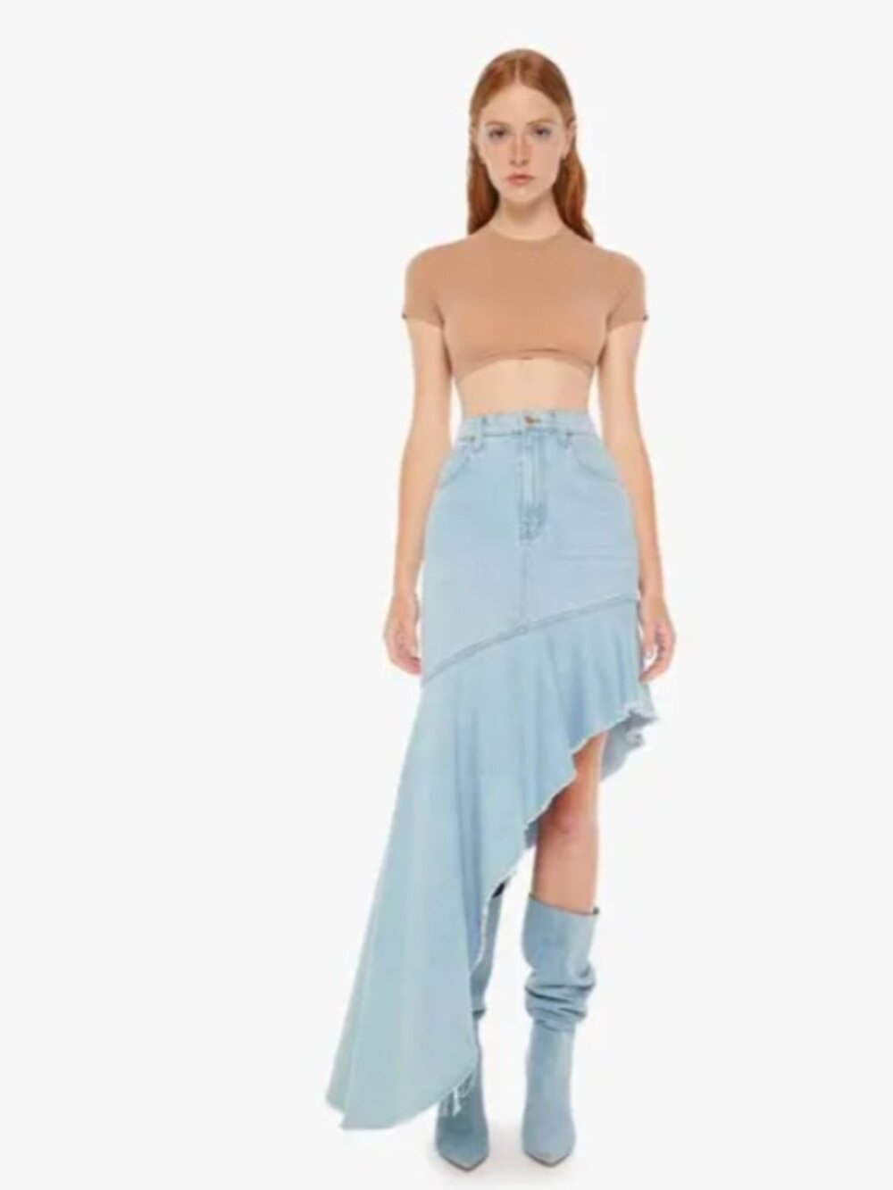 MOTHER Asymmetrical Denim Skirt